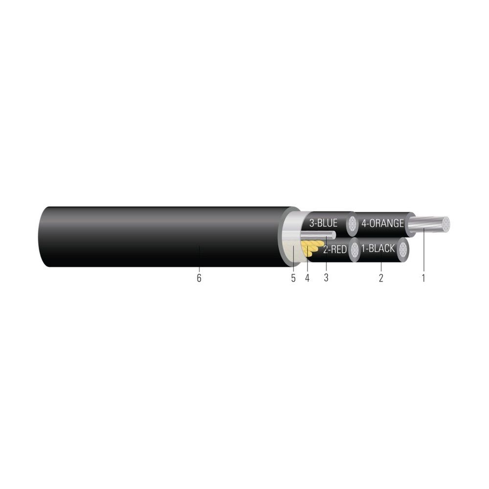 Cable AL 600V Aislamiento PVC-Nylon Chaqueta PVC THHN/THWN-2. Clasificado para charola (CT) - Resistente a la luz solar - Para enterrado directo 750 KCMIL 58 hilos — Negro, 0 pies