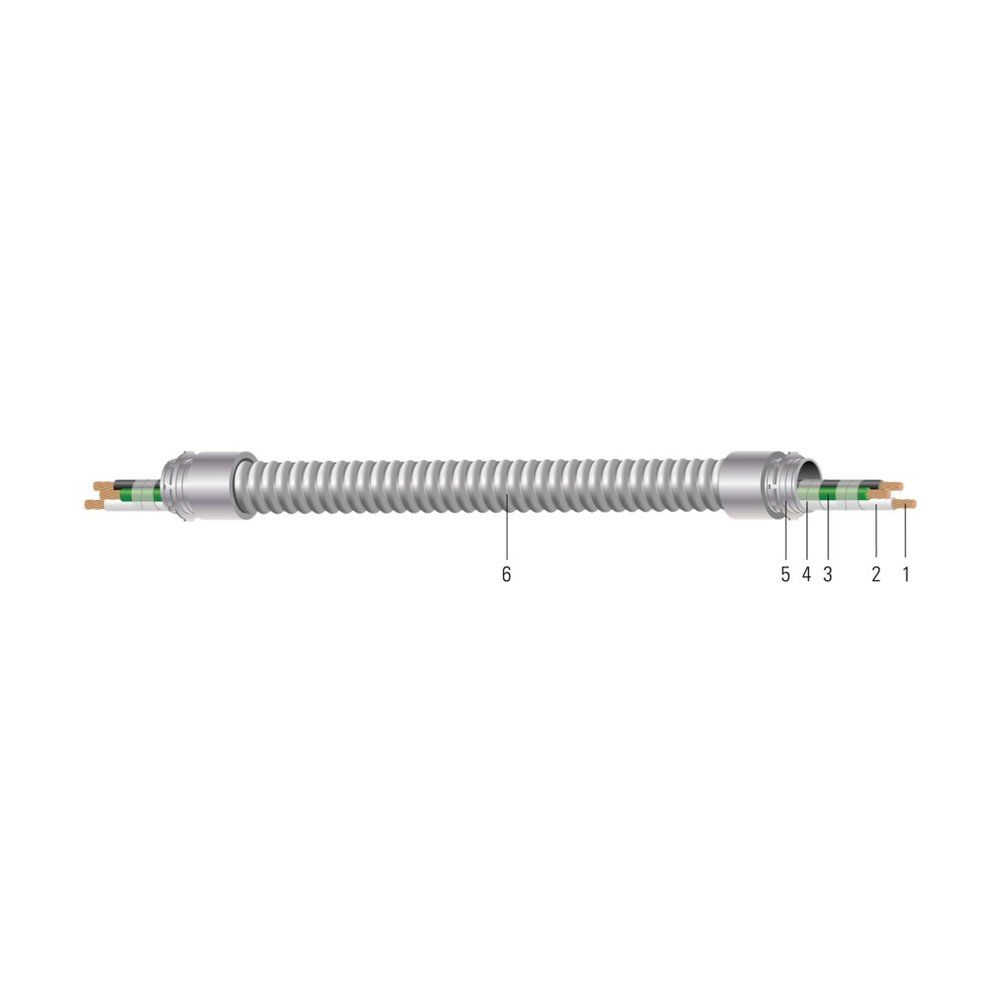 Cable 14-2STR LITE-WHIP 3/8"FMC-RWS 6' Negro/Blanco LOCK-NUT 100 EA