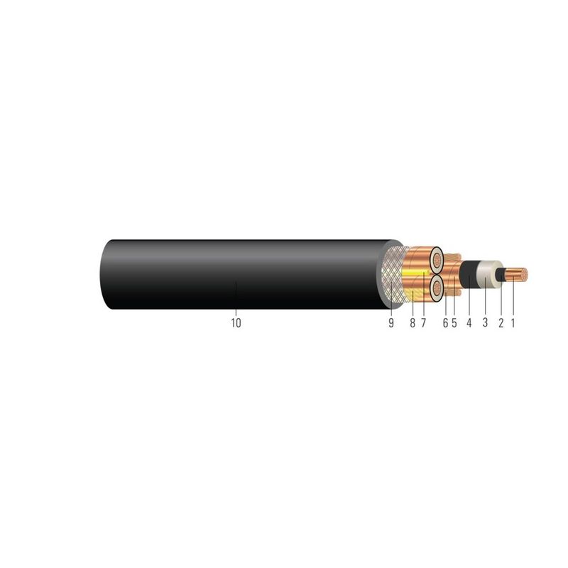 Cable 3/C CU 15KV 100% XLPE/PVC RHINOPOWER™ Tipo MP-GC. Aprobado por MSHA 2 AWG 7 hilos — Negro
