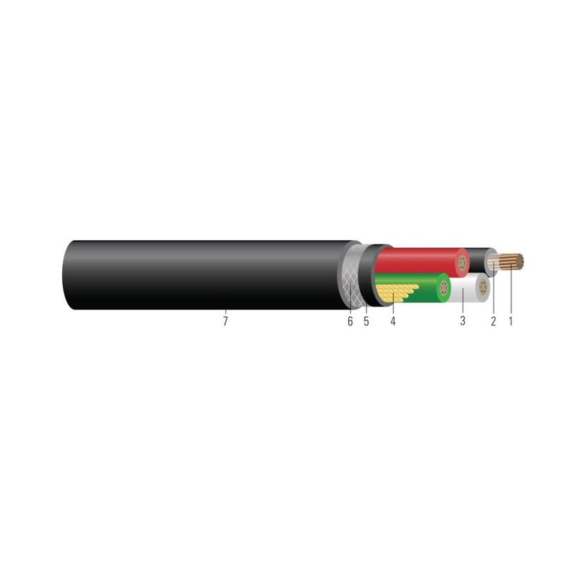 Cable de cobre 600V para alimentación remota y perforación 90°C. Aprobado por MSHA 14 AWG 41 hilos — Negro