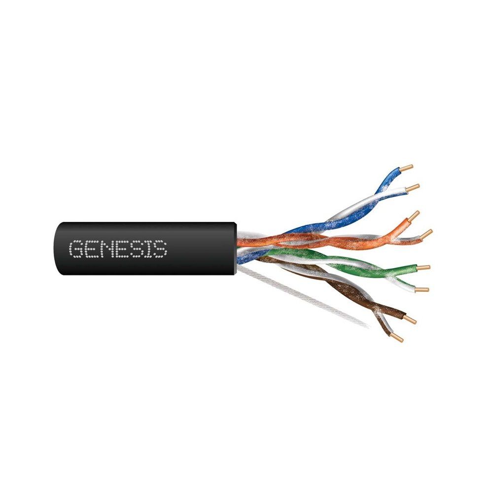 Cable 24/4P sólido Cobre CAT5e UTP PP Negro GEN 500 pies