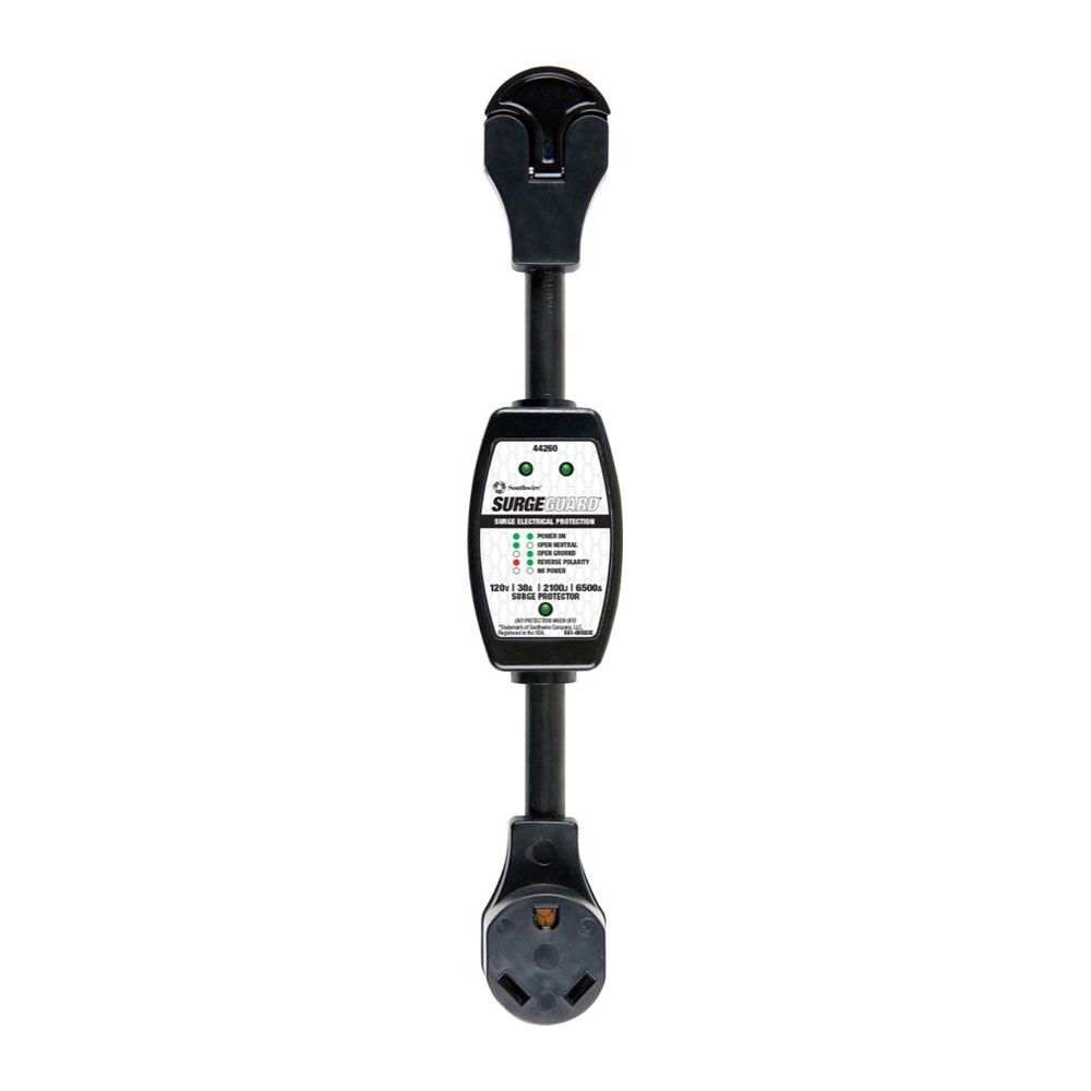 PROTECTOR CONTRA SOBRETENSIONES, 120V 30AMP, CLAVIJA Y RECEPTÁCULO, NEGRO