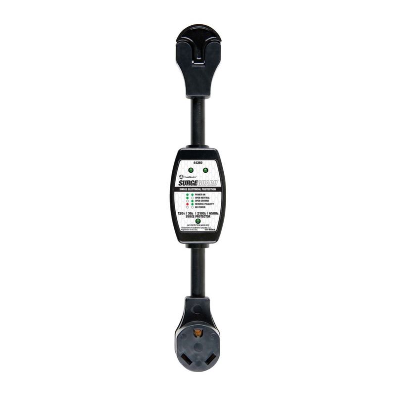 PROTECTOR CONTRA SOBRETENSIONES, 120V 30AMP, CLAVIJA Y RECEPTÁCULO, NEGRO