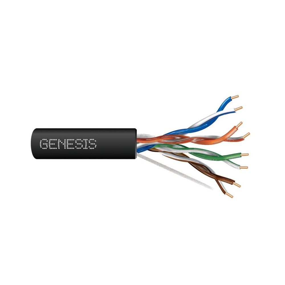 Cable 24/4 PR sólido CAT5E 500R BLK GEN