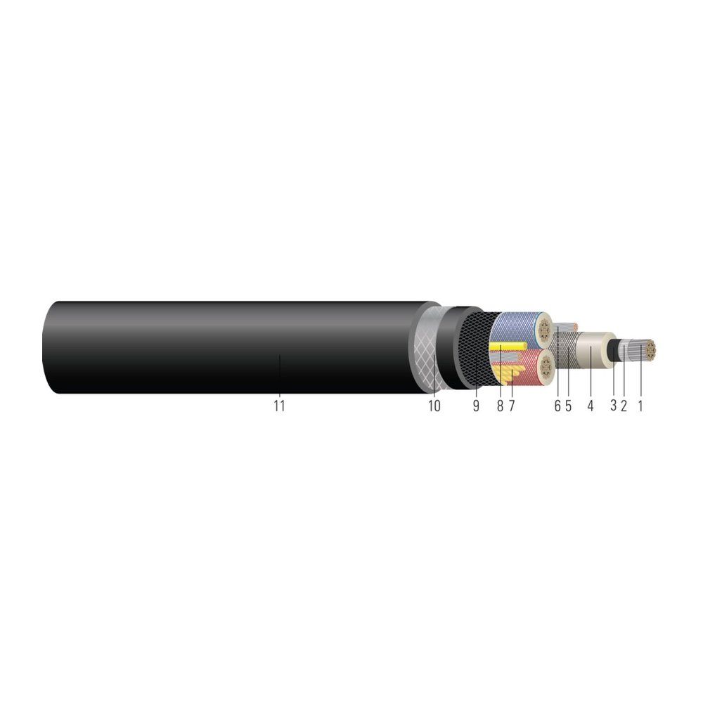 Cable para minería 3/C de cobre 5KV Tipo SHD-GC RHINOSHIELD™ CPE 90°C. CSA - Aprobado por MSHA 1 AWG 385 hilos — Negro