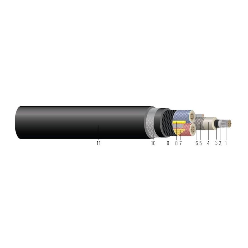 Cable para minería 3/C de cobre 5KV Tipo SHD-GC RHINOSHIELD™ CPE 90°C. CSA - Aprobado por MSHA 1 AWG 385 hilos — Negro
