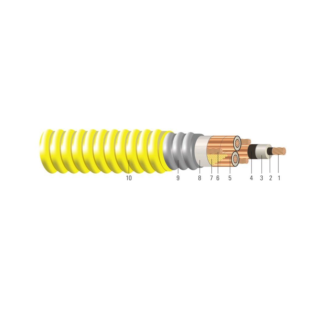 CU Comprimido 5/8kV Aislamiento NLEPR aisl. 133/100% Armadura ARMOR-X® Cubierta de PVC. MV 105 - Clasificado para Charola - Resistente a la Luz Solar 350 KCMIL 37 hilos — Amarillo