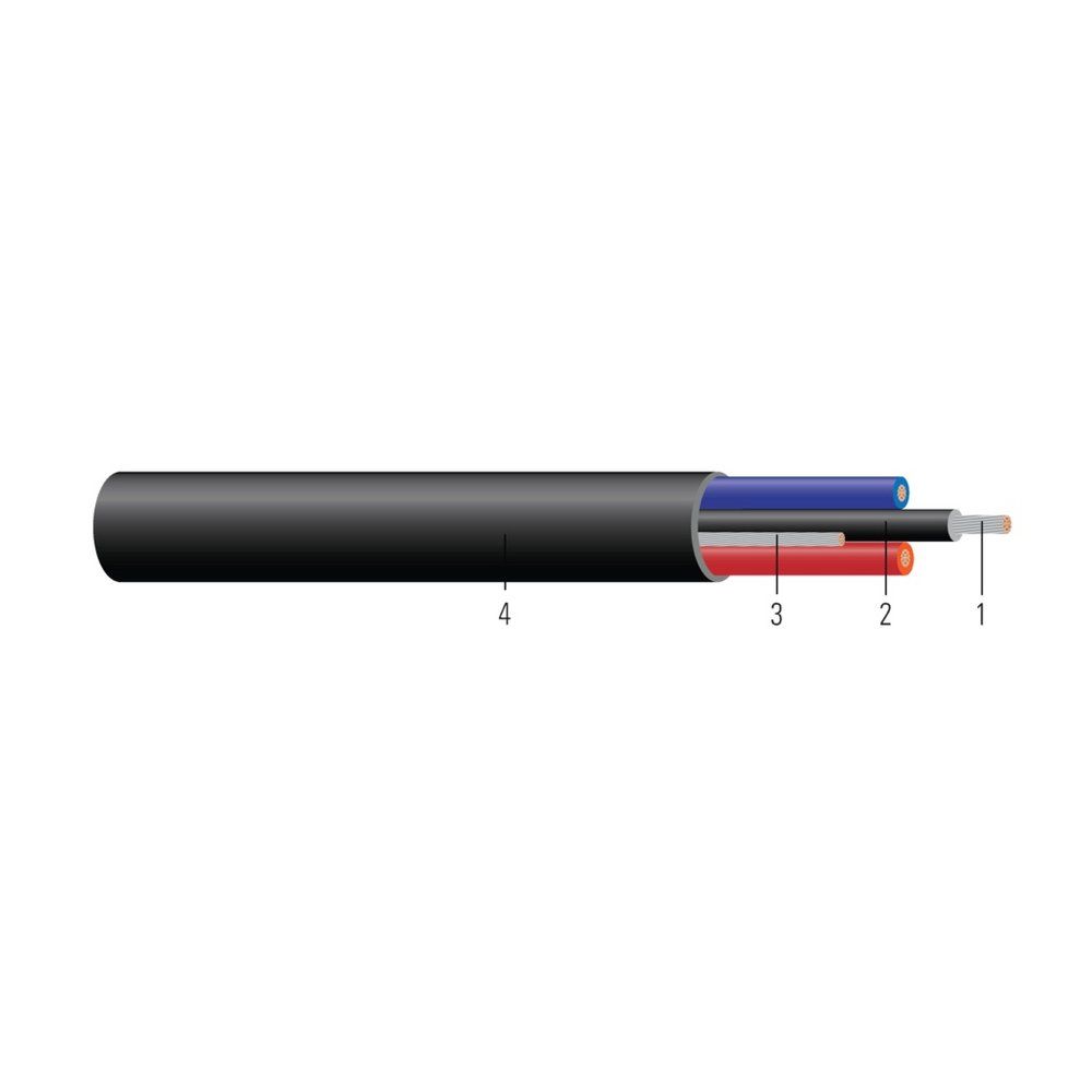 Cable TCU 600/1000V Aislamiento EPR XHHW-2 Chaqueta Termoplástica CPE-TP. Clasificado para charola (CT) - Resistente a la luz solar - Para enterrado directo 12 AWG 7 hilos — Negro