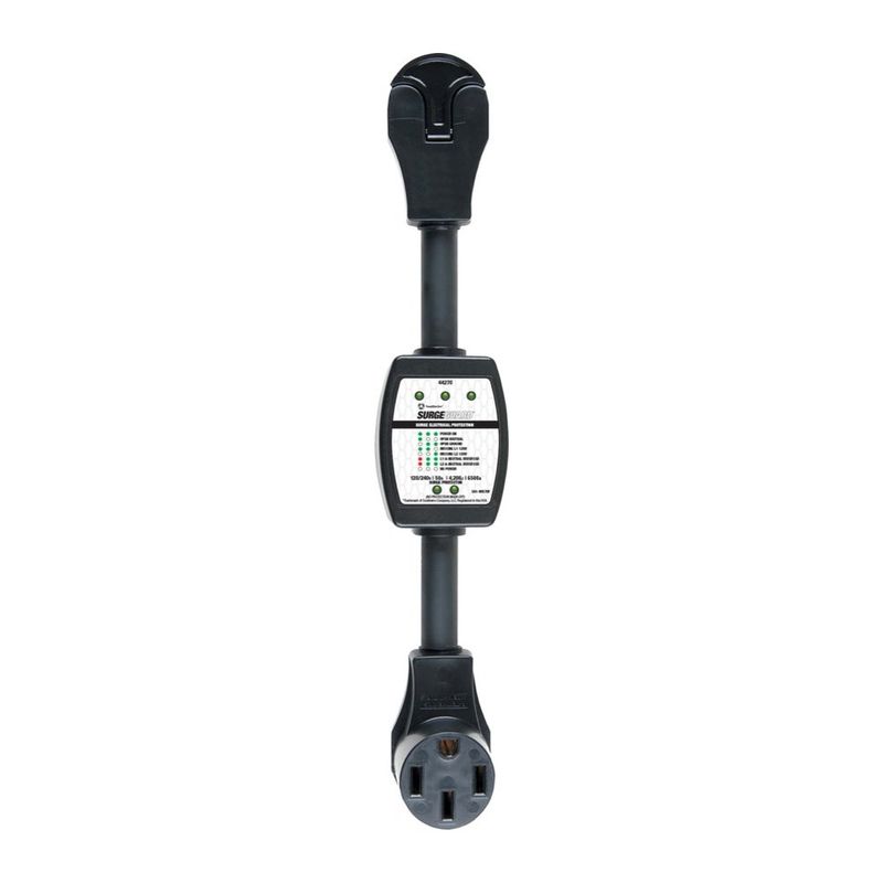 PROTECTOR CONTRA SOBRETENSIONES, 240V 50AMP, CLAVIJA Y RECEPTÁCULO, NEGRO