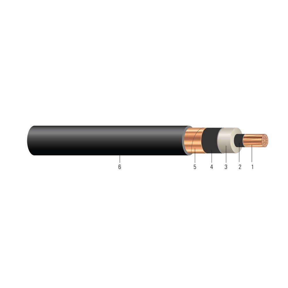 Cable Cobre compacto 15kV con aislamiento NLEPR 133% IL, cubierta SIM-PVC negra. MV 105 - Apto para charola - Resistente a la luz solar - Para enterramiento 2 AWG 7 hilos — Negro