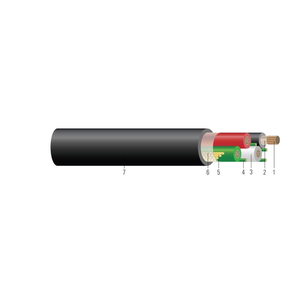 Cable de Grado Industrial 4/C CU 2000V EPDM/CPE Tipo G 90 °C. Aprobado por MSHA 8 AWG 71 hilos — Negro