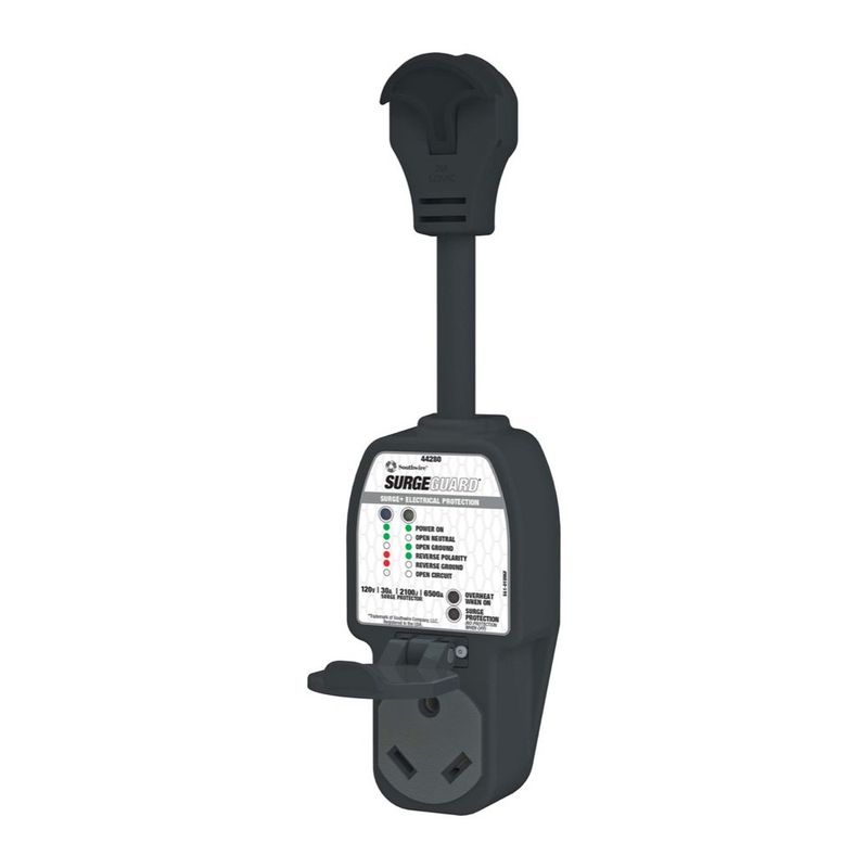 PROTECTOR CONTRA SOBRETENSIONES, 120V 30AMP, CLAVIJA Y RECEPTÁCULO, NEGRO