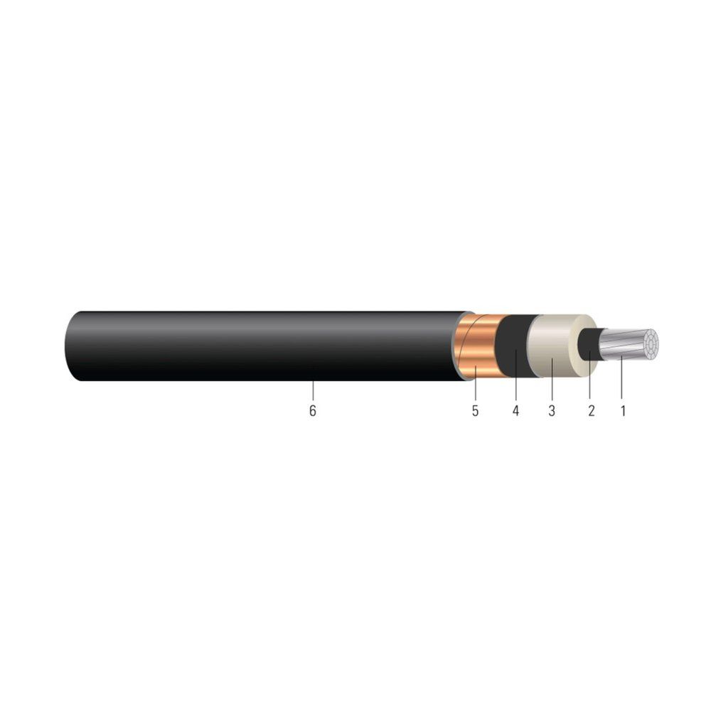 Cable Aluminio compacto 15kV con aislamiento NLEPR 133% IL, cubierta SIM-PVC negra. MV 105 - Apto para charola - Resistente a la luz solar - Para 500 KCMIL 34 hilos — Negro