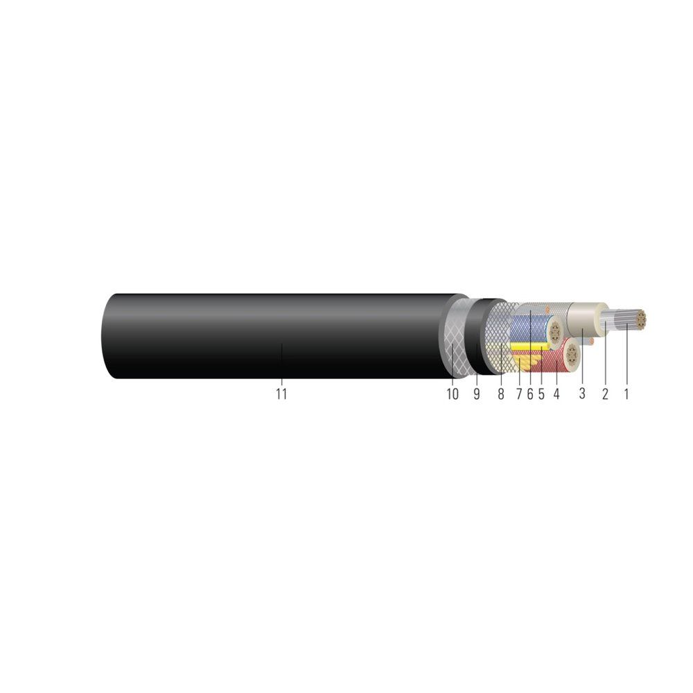 Cable para minería 3/C de cobre 2000V Tipo SHD-GC RHINOSHIELD™ CPE 90°C. Aprobado por MSHA 4/0 AWG 532 hilos — Negro