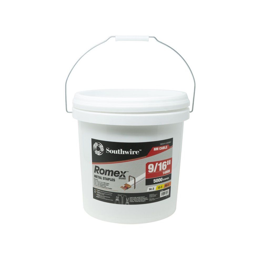 GRAPA, METÁLICA, PARA CABLE NO METÁLICO ROMEX, 9/16", 5000 PZAS/1 PAQ