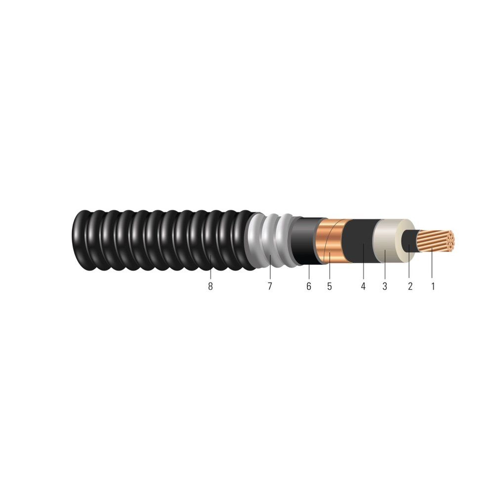 Cable HVTECK CU 1/C 115NLEPR TS PVC AIA PVC 5KV 133% / 8KV 100% CSA 500 KCMIL 37 hilos — Negro