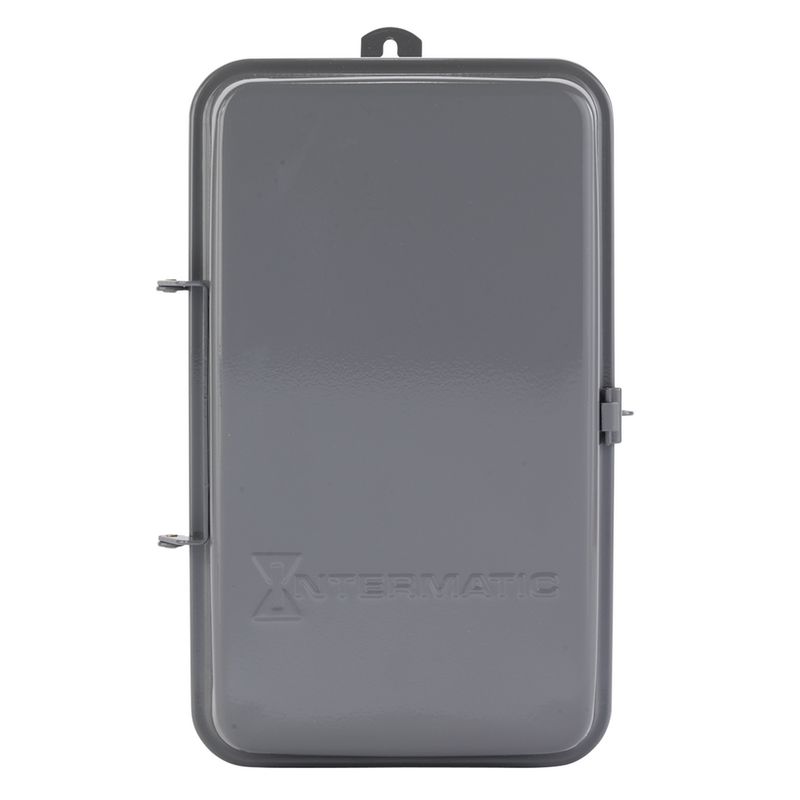 T1976R — Temporizador mecánico de 24 horas con función Skip-a-Day (omitir día), 208-277 VCA, 60 Hz, SPDT, gabinete metálico para exterior, intervalo de 15 minutos