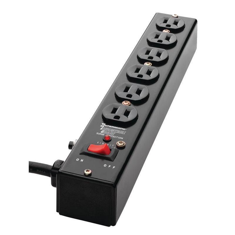 IG112663BLK10 — Supresor de sobretensiones, multicontacto de uso final, negro, 3 modos, 6 tomacorrientes, 125 V CA, Tipo 3, garantía de equipo conectado de 5 años por $10,000