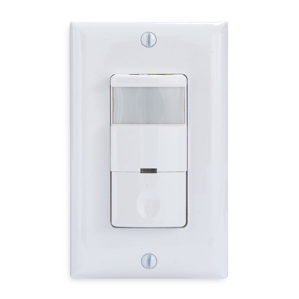 IOS-DSR-WH — Sensor de ocupación/desocupación PIR de pared autoadaptable, grado comercial, no requiere neutro, blanco