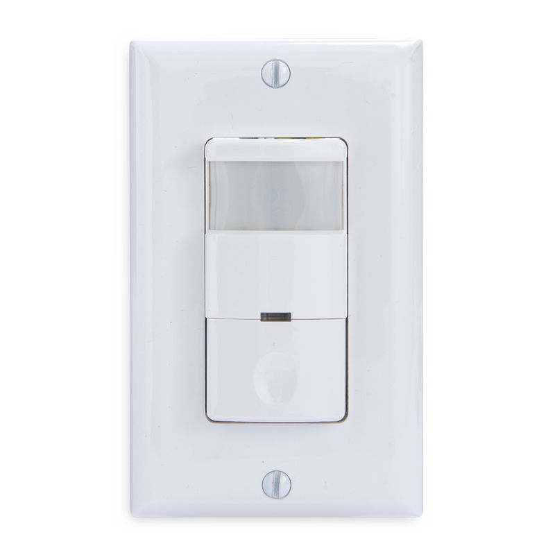 IOS-DSR-WH — Sensor de ocupación/desocupación PIR de pared autoadaptable, grado comercial, no requiere neutro, blanco