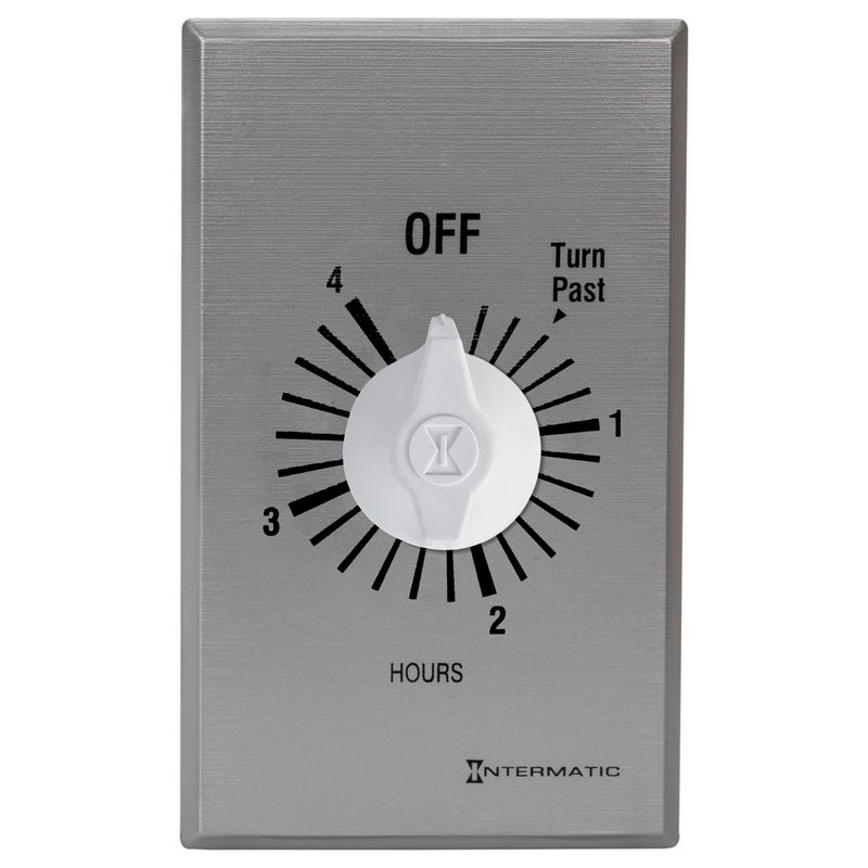 FF4H — Temporizador de cuenta regresiva de cuerda, comercial, 125-277 VCA, 50/60 Hz, SPST, máximo 4 horas, sin retención, plata