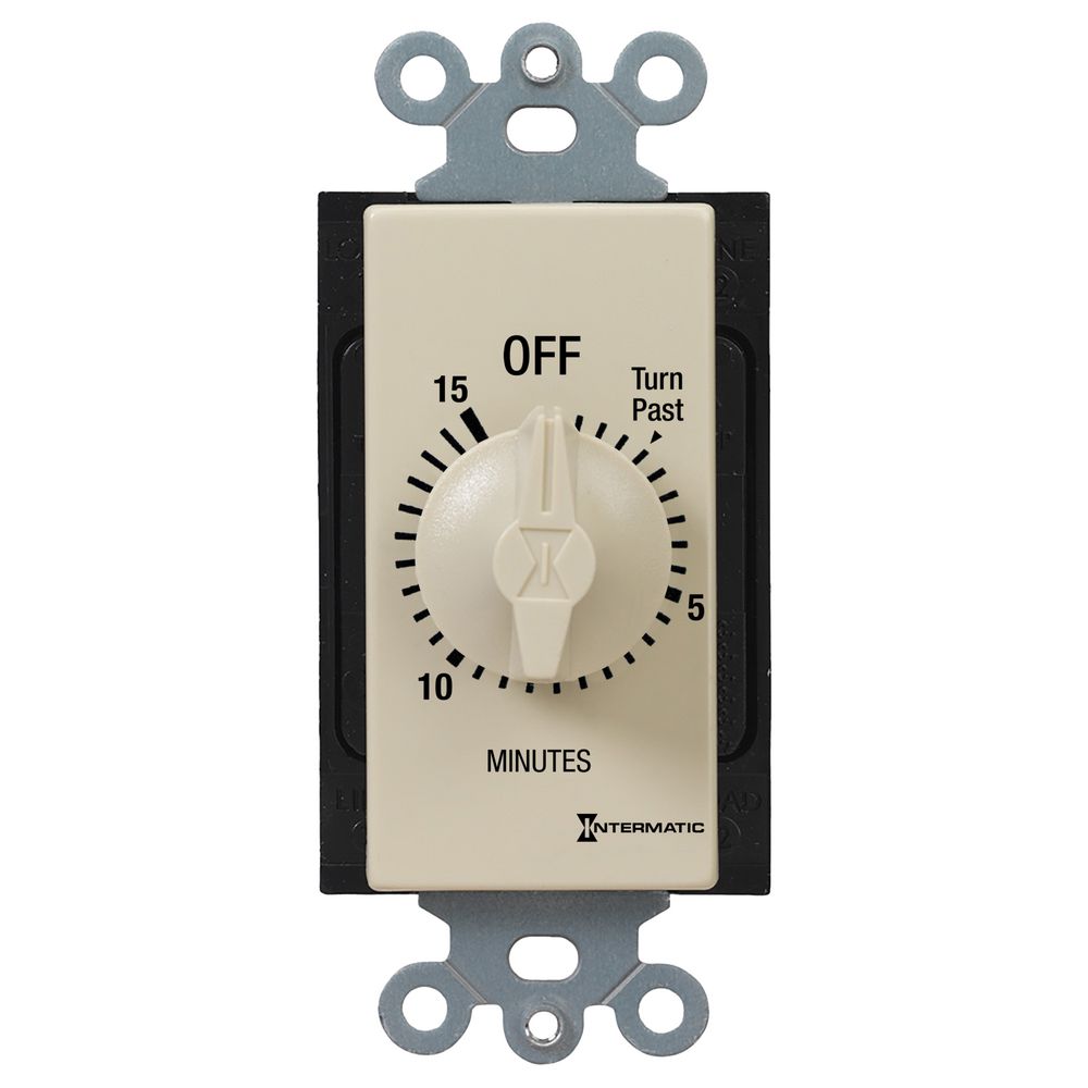 FD15MC — Temporizador de cuenta regresiva de cuerda, estilo decorador, 125-277 VCA, 50/60 Hz, SPST, máximo 15 minutos, sin retención, marfil