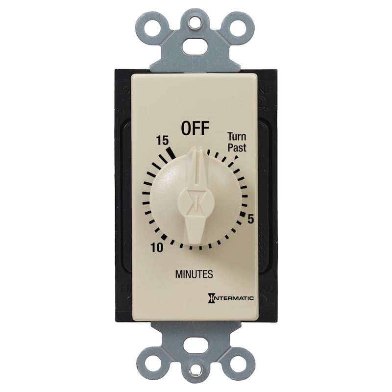 FD15MC — Temporizador de cuenta regresiva de cuerda, estilo decorador, 125-277 VCA, 50/60 Hz, SPST, máximo 15 minutos, sin retención, marfil
