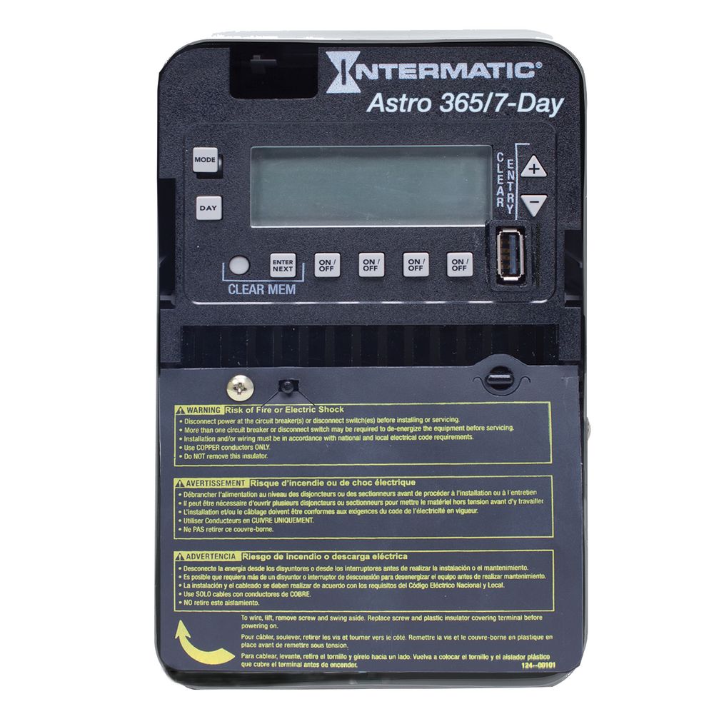 ET2845C — Control electrónico astronómico de 4 circuitos de 7 días/365 días, 120-277 VCA, 4 SPST/2 DPST, gabinete metálico para interior