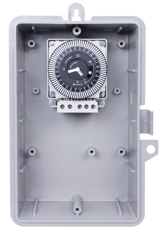 GMXSW-I-120 — Temporizador electromecánico de 7 días, 120 V, intervalos de 2 horas, 21 A, SPDT, gabinete plástico de interior Tipo 1