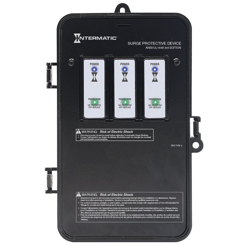 IG2240-PK — Supresor de sobretensiones, 6 modos, 120/240 V CA monofásico, Tipo 2, plástico para exterior, garantía de equipo conectado de 10 años por $25,000
