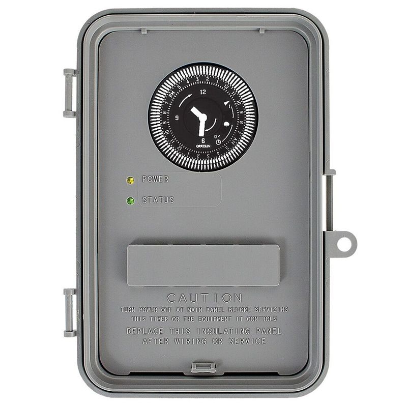 WHAVQ4 — Temporizador para calentador de agua de 24 horas, 120-240 V, con respaldo de batería y voltaje automático, 40 A SPDT/DPDT, gabinete plástico tipo 3R para interior/exterior