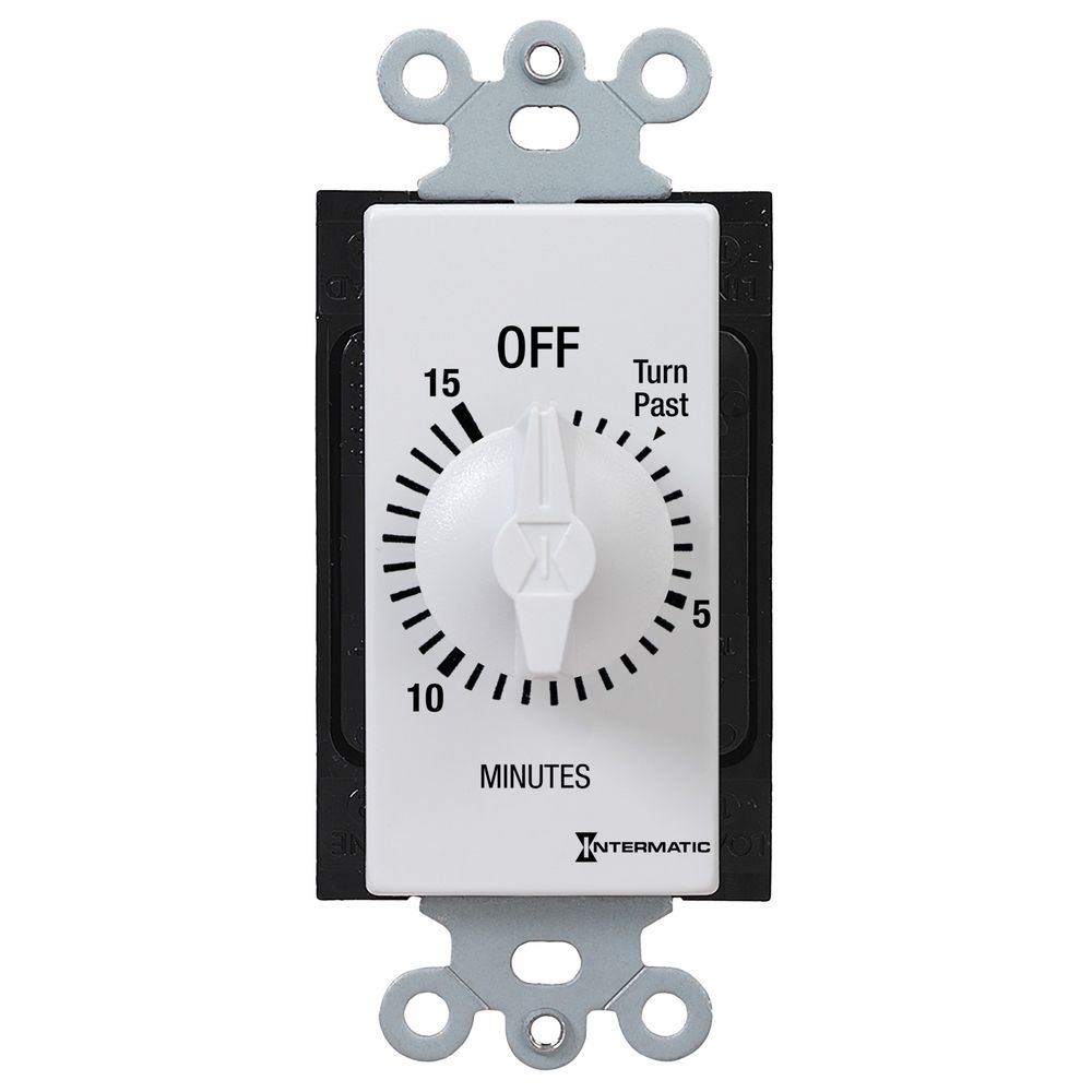 FD15MWC — Temporizador de cuenta regresiva de cuerda, estilo decorador, 125-277 VCA, 50/60 Hz, SPST, máximo 15 minutos, sin retención, blanco