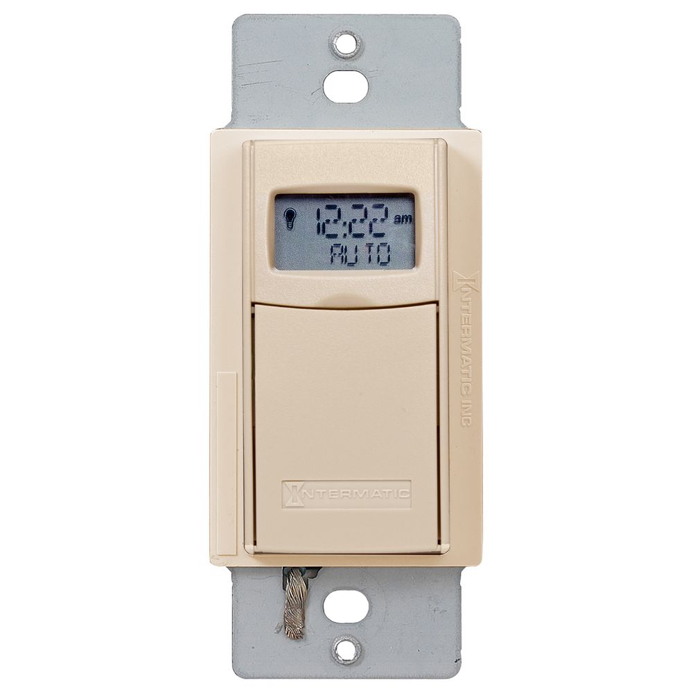 EI600LAC — Temporizador programable de uso rudo de 7 días, 120-277 VCA, 20 A, almendra claro
