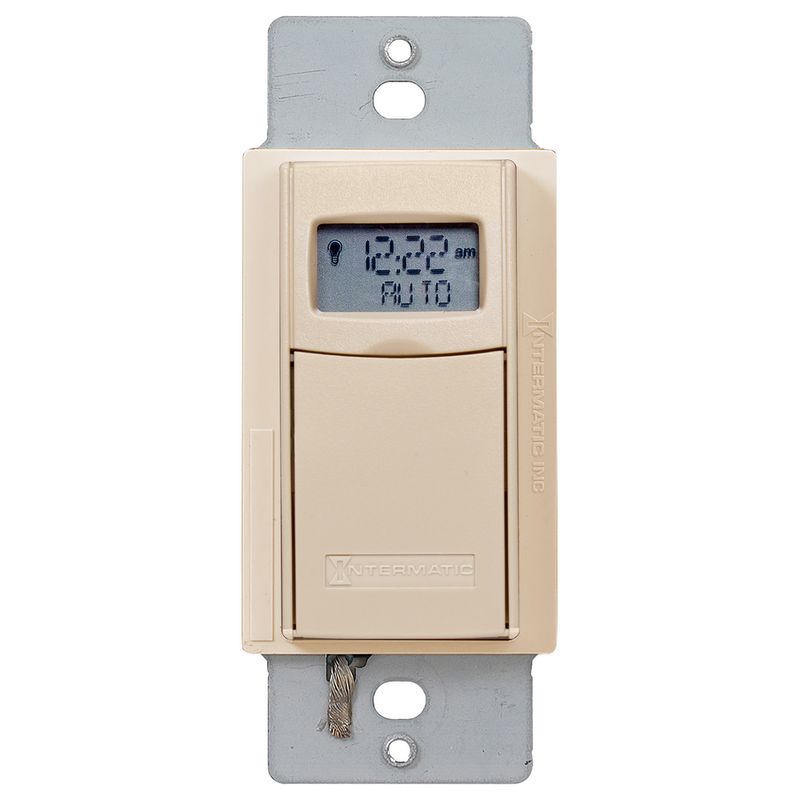 EI600LAC — Temporizador programable de uso rudo de 7 días, 120-277 VCA, 20 A, almendra claro