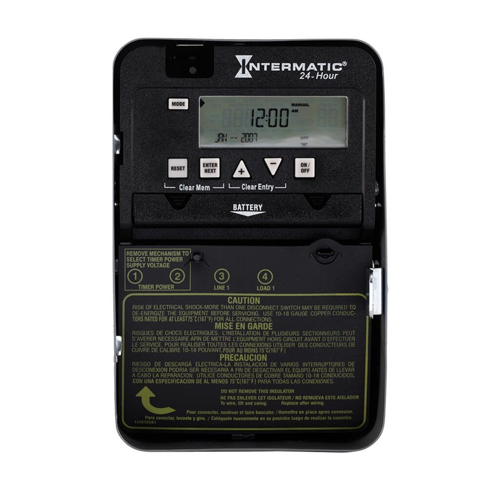 ET1105C — Control electrónico de 1 circuito de 24 horas, 120-277 VCA, SPST, gabinete metálico para interior