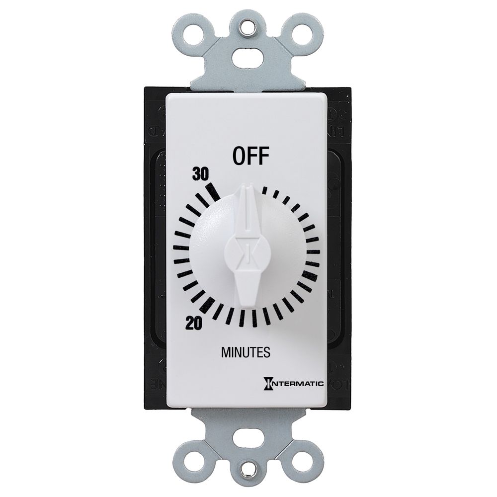 FD30MWC — Temporizador de cuenta regresiva de cuerda, estilo decorador, 125-277 VCA, 50/60 Hz, SPST, máximo 30 minutos, sin retención, blanco