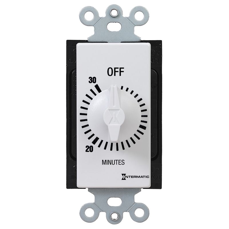 FD30MWC — Temporizador de cuenta regresiva de cuerda, estilo decorador, 125-277 VCA, 50/60 Hz, SPST, máximo 30 minutos, sin retención, blanco