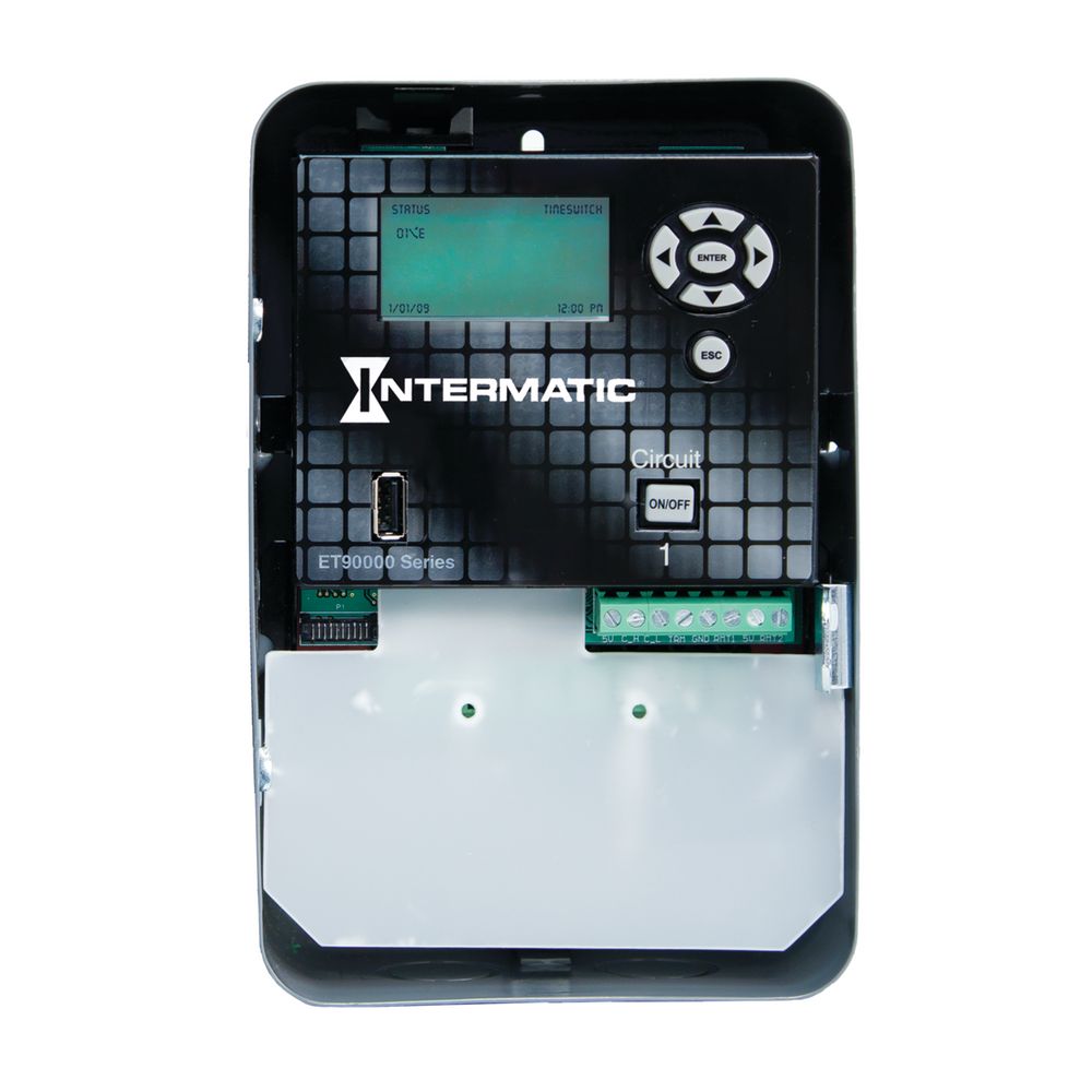 ET90115C — Control electrónico astronómico de 1 circuito de 365 días, 120-277 VCA, 50/60 Hz, SPDT, gabinete metálico para interior, Ethernet opcional