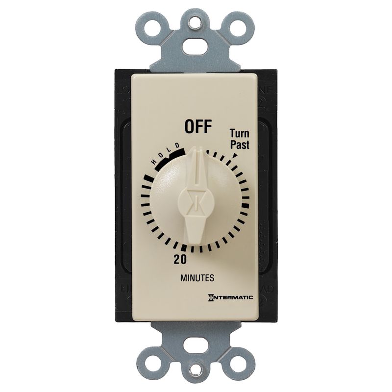 FD30MH — Temporizador de cuenta regresiva de cuerda, estilo decorador, 125-277 VCA, 50/60 Hz, SPST, máximo 30 minutos, con retención, marfil