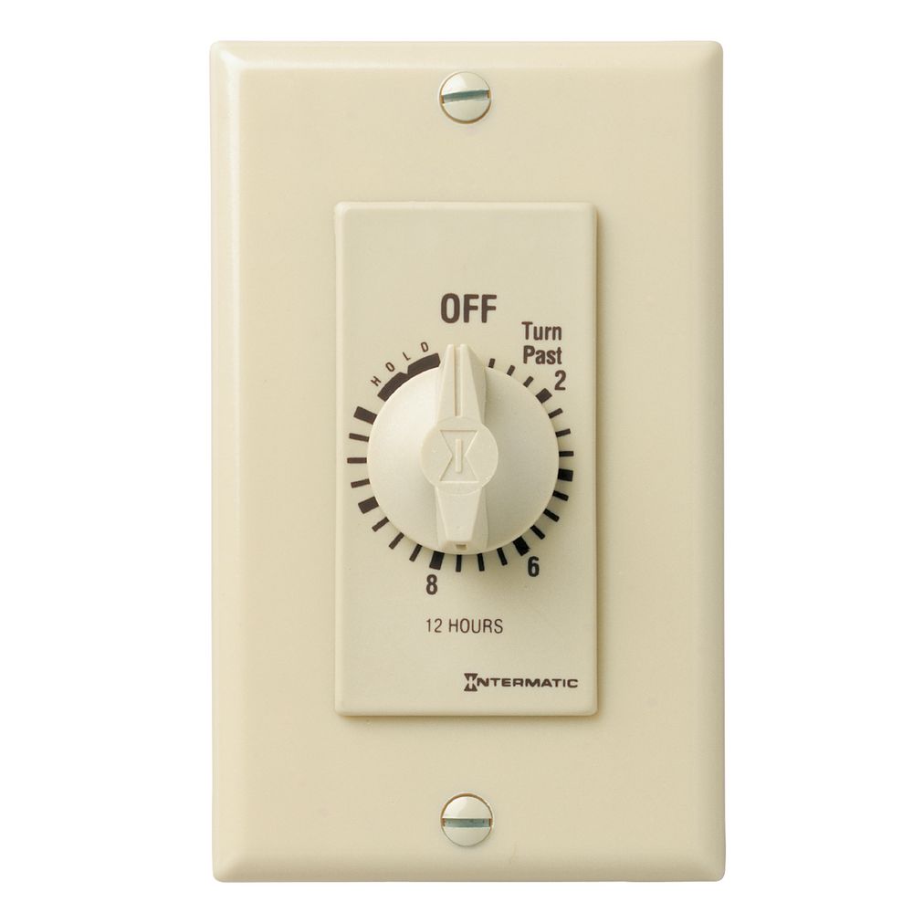 FD12HH — Temporizador de cuenta regresiva de cuerda, estilo decorador, 125-277 VCA, 50/60 Hz, SPST, máximo 12 horas, con retención, marfil