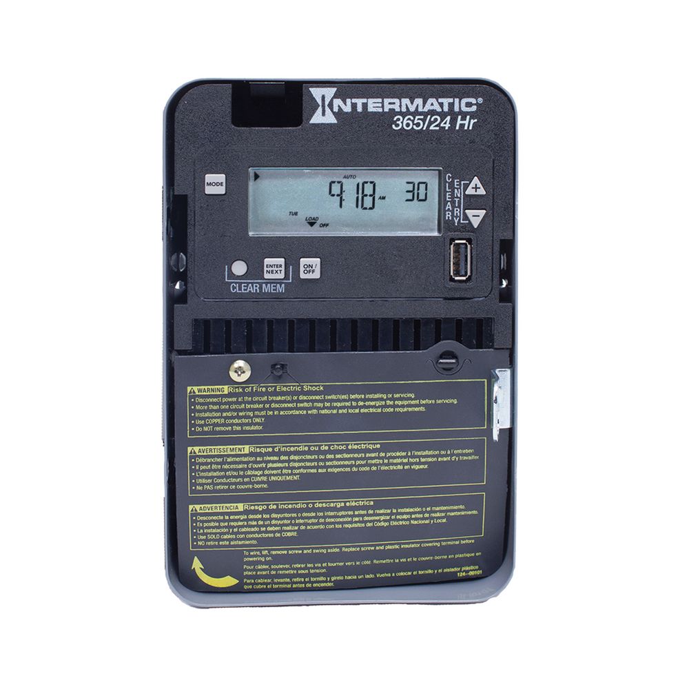 ET2105C — Control electrónico de 1 circuito de 24 horas/365 días, 120-277 VCA, SPST, gabinete metálico para interior