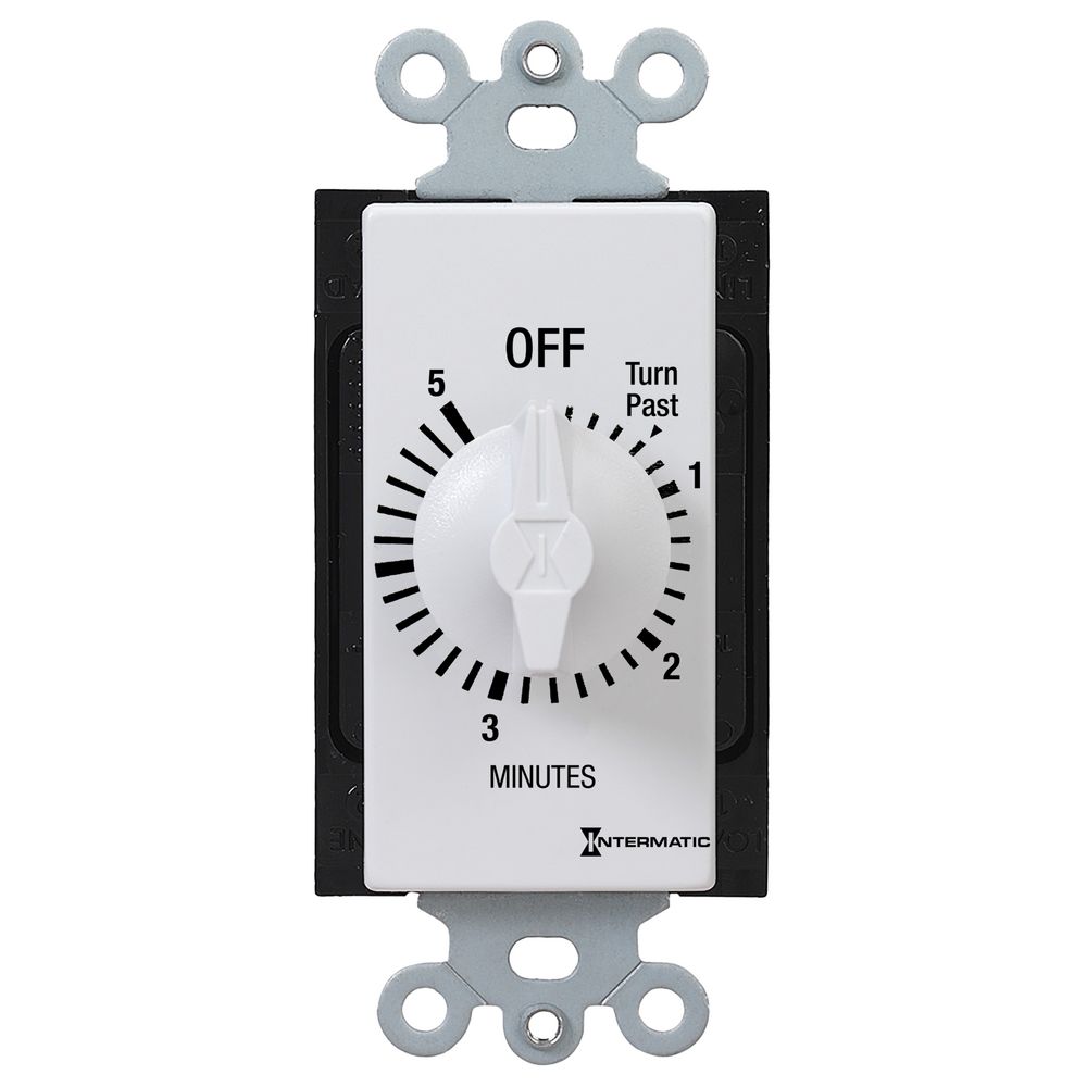 FD5MW — Temporizador de cuenta regresiva de cuerda, estilo decorador, 125-277 VCA, 50/60 Hz, SPST, máximo 5 minutos, sin retención, blanco