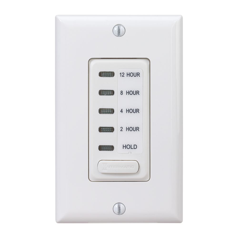 EI230W — Temporizador electrónico de cuenta regresiva, 120 VCA, 60 Hz, tiempos preestablecidos de 2, 4, 8 y 12 horas, con retención, blanco