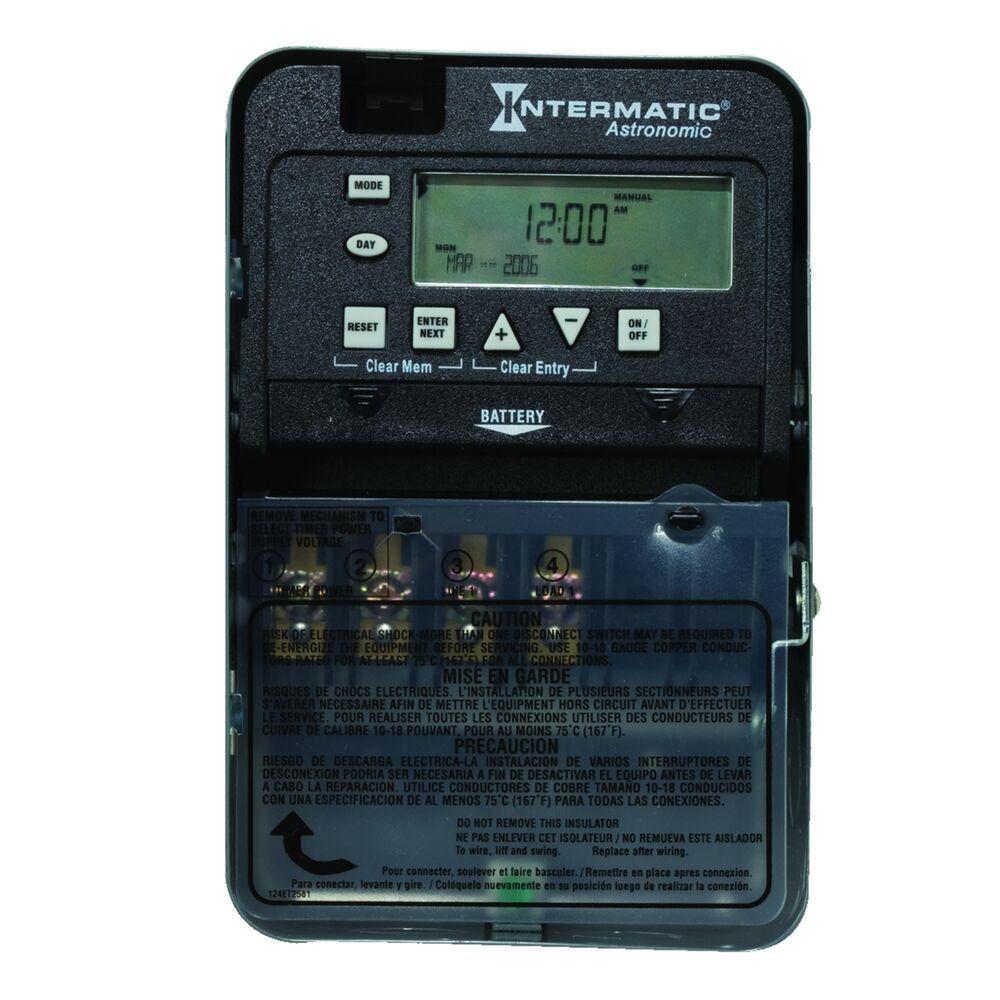 ET8015C — Control electrónico astronómico de 1 circuito de 7 días, 120-277 VCA, SPST, gabinete metálico para interior