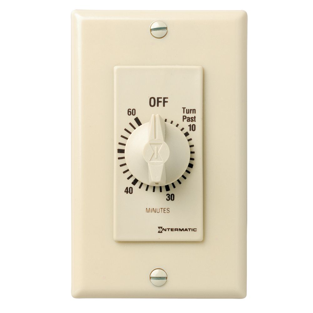 FD60MC — Temporizador de cuenta regresiva de cuerda, estilo decorador, 125-277 VCA, 50/60 Hz, SPST, máximo 60 minutos, sin retención, marfil