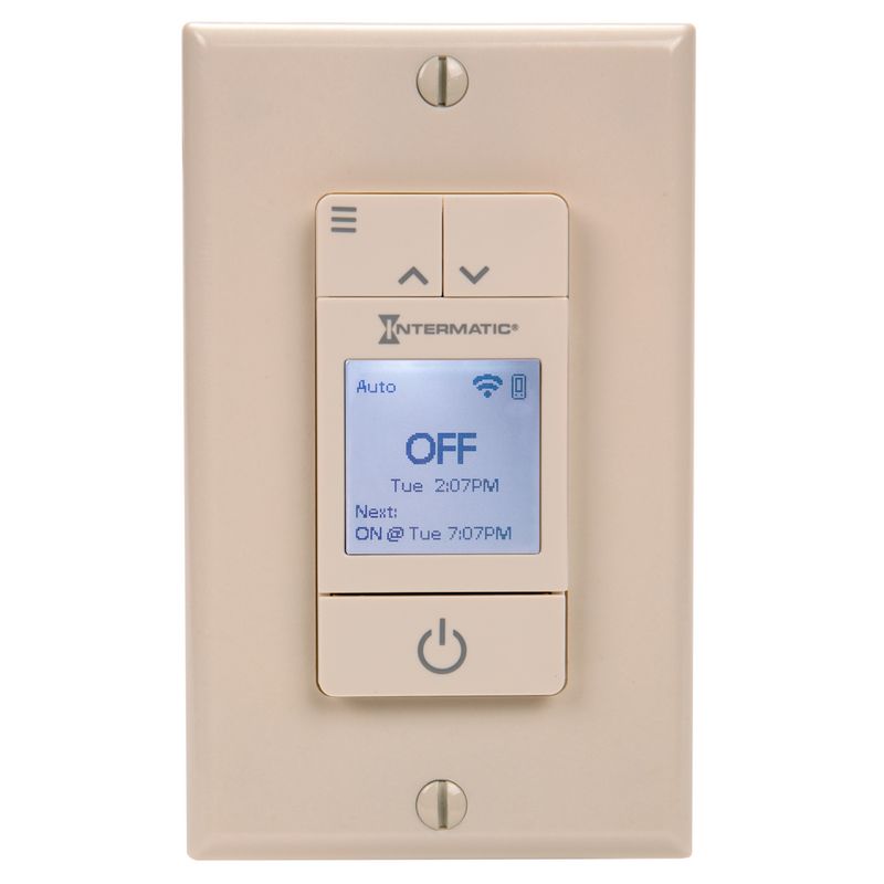 STW700LA — Temporizador Wi-Fi inteligente Ascend programable de 7 días, 120 VCA, 15 A, color almendra claro