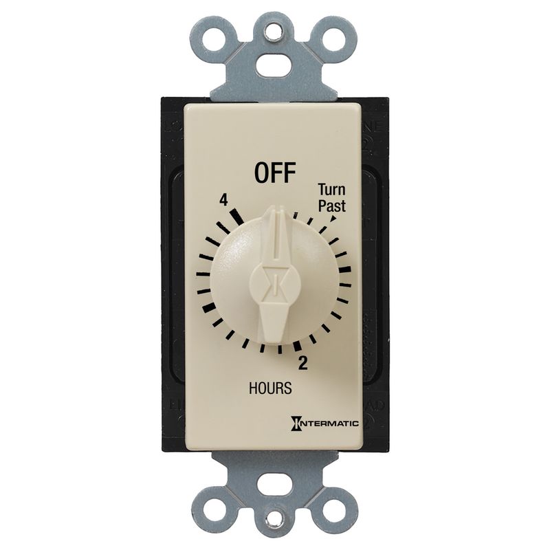 FD34H — Temporizador de cuenta regresiva de cuerda, estilo decorador, 125-277 VCA, 50/60 Hz, SPDT, máximo 4 horas, sin retención, marfil