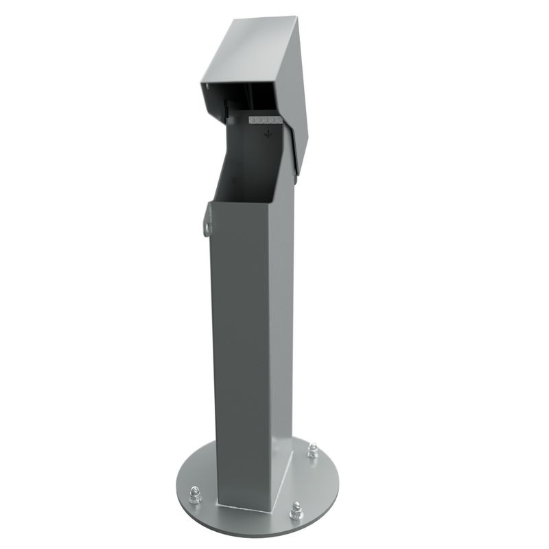 OP2GY18 — Pedestal de 2x4 de 18" para montaje de GFCI de un módulo (single gang), con tapa abatible, gris