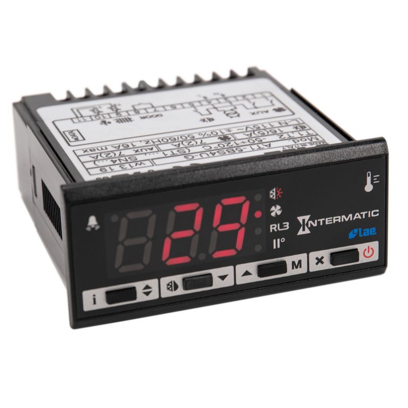 AT1-5BS6U-BGI — Controlador de refrigeración, 2 sensores NTC/PTC, 1 entrada digital, 115 VCA, terminales de tornillo, RS485