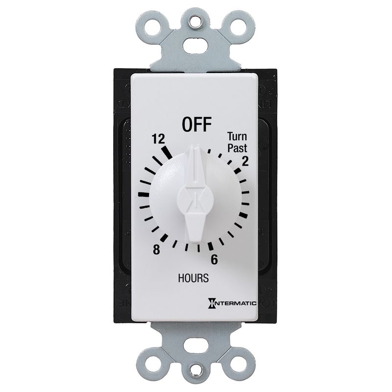 FD12HWC — Temporizador de cuenta regresiva de cuerda, estilo decorador, 125-277 VCA, 50/60 Hz, SPST, máximo 12 horas, sin retención, blanco